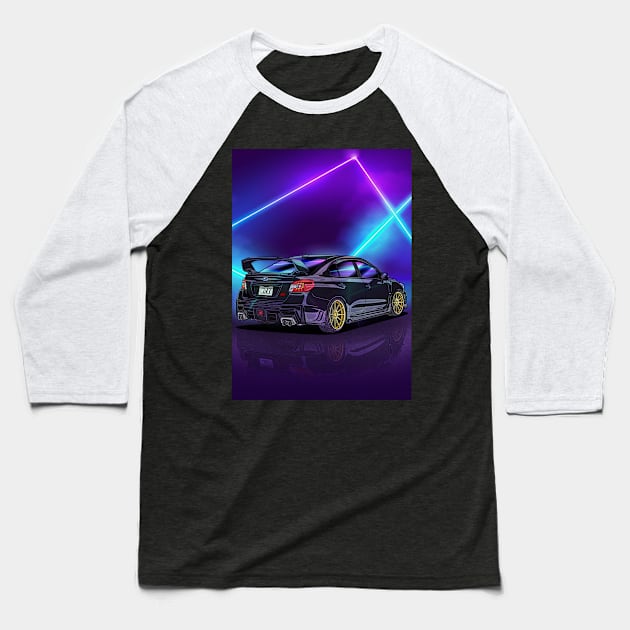 Subaru Impreza WRX STi Evo Eye Neonwave Baseball T-Shirt by Guyvit